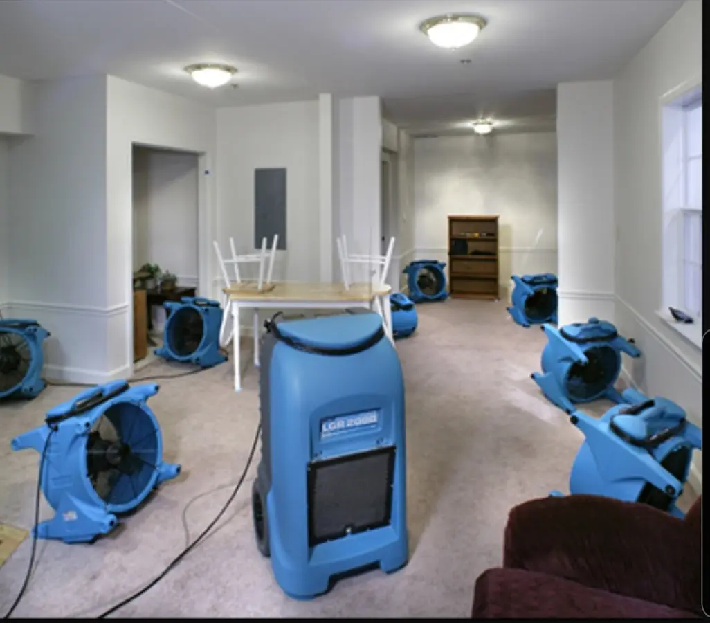 Air movers and dehumidifier setup for Water Damage Restoration in Lake Elmo