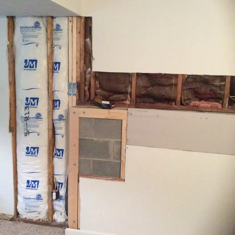 Wall insulation replacement during Basement Flood Cleanup in Lake Elmo